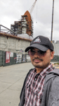 Taking another selfie with Endeavour's Space Shuttle Stack at the construction site for the Samuel Oschin Air and Space Center...on May 23, 2024.