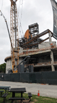 Endeavour's Space Shuttle Stack stands tall at the construction site for the Samuel Oschin Air and Space Center...on May 23, 2024.