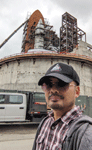 Taking another selfie with Endeavour's Space Shuttle Stack at the construction site for the Samuel Oschin Air and Space Center...on May 23, 2024.