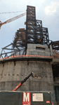 The indoor viewing gantry for Endeavour's Space Shuttle Stack continues to take shape at the Samuel Oschin Air and Space Center...on June 19, 2024.