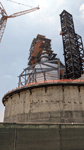 Endeavour's Space Shuttle Stack stands tall at the construction site for the Samuel Oschin Air and Space Center...on June 19, 2024.