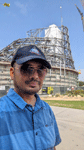 Taking a selfie with the diagrid structure that's being assembled above the Shuttle Gallery at the Samuel Oschin Air and Space Center...on October 4, 2024.