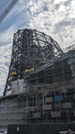 The diagrid structure takes shape above the Shuttle Gallery at the Samuel Oschin Air and Space Center...on October 4, 2024.