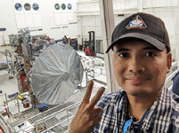 A selfie I took with Europa Clipper inside the Spacecraft Assembly Facility at NASA's Jet Propulsion Laboratory near Pasadena, California...on October 18, 2023